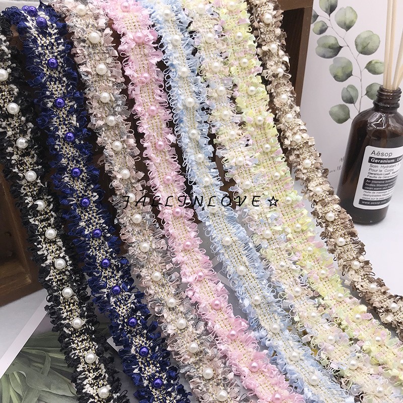 小香风编织花边辅料装饰黑色蕾丝边白布料衣服布料diy手工珍珠带在类目 居家布艺, 缝纫DIY材料、工具及成品, 缝纫DIY配件/辅料/配饰, 花边中 - 来自Buy2taobao.com提供专业的淘宝代购服务