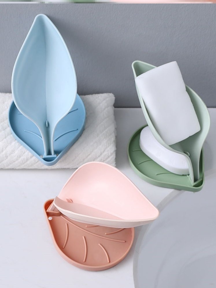 创业树叶肥皂盒创艺香皂大可爱肥罩盒叶子导流式北欧ins风创意照