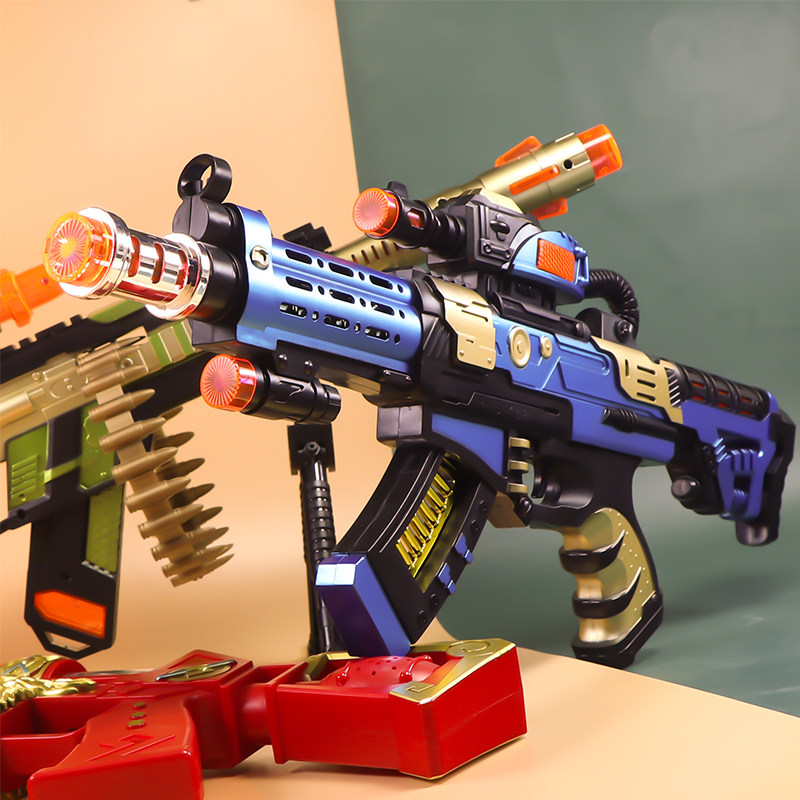 儿童玩具枪男孩震动电动灯光音乐声效小孩男童声光塑料冲锋枪玩具
