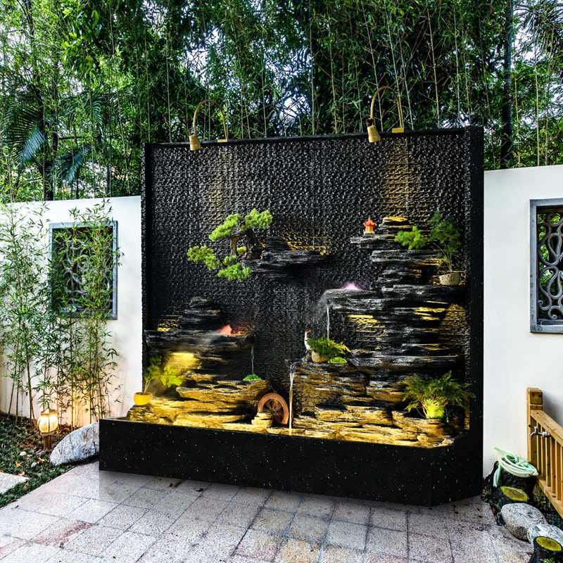 水幕墙流水屏风客厅公司假山摆件别墅户外庭院喷泉鱼池装饰流水墙