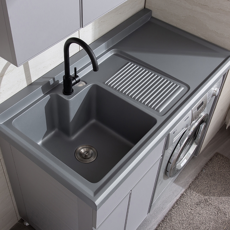 阳台洗衣池水池洗衣台洗衣盆带搓板石英石台面洗衣机台盆洗衣柜盆