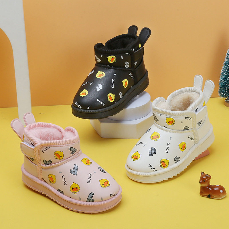 儿童雪地靴2022年冬季新款百搭保暖男女童棉靴子冬鞋防水小鸭短靴
