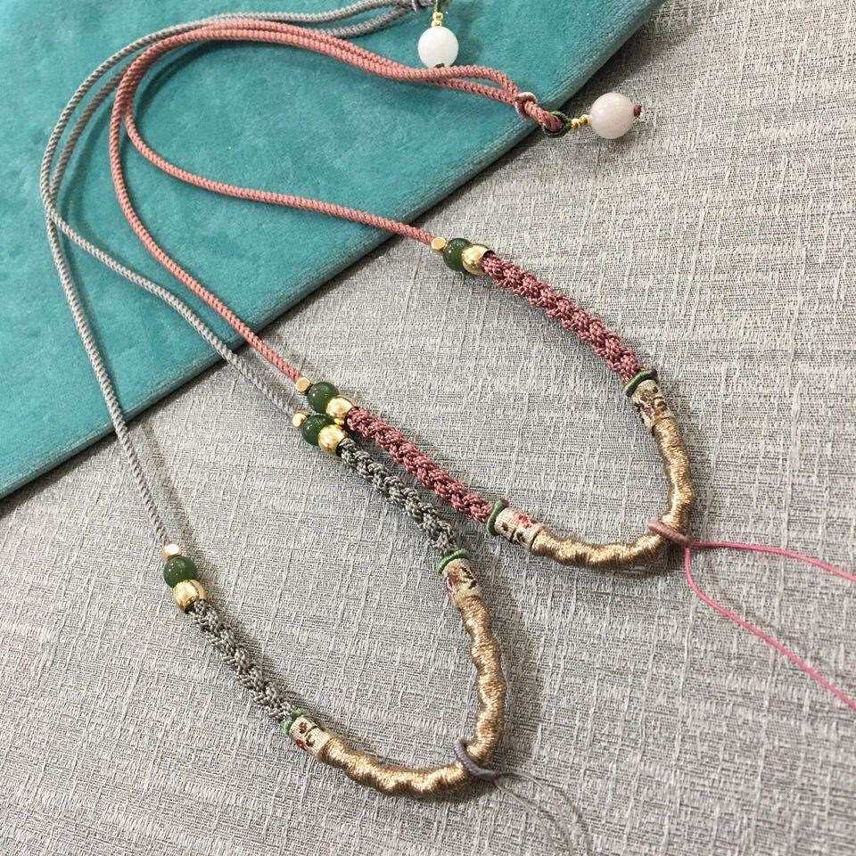 纯手工高级吊坠挂绳原创纯手工吊坠挂绳天然翡翠碧玉吊坠绳玉挂绳