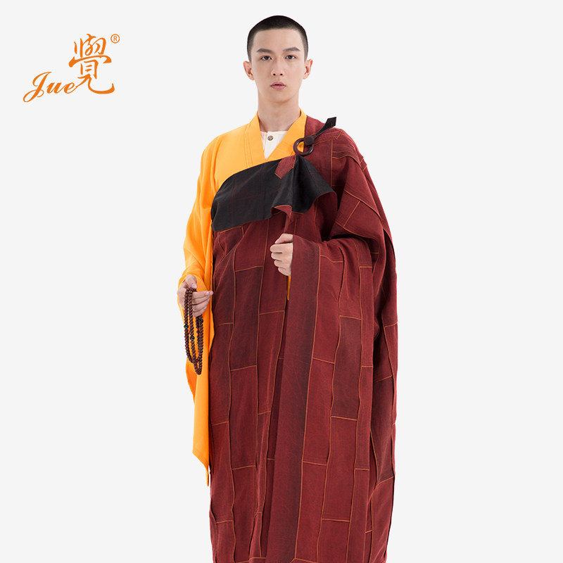觉牌新款香云纱祖衣袈裟佛教僧人衣服方丈主持大和尚红色搭衣定制