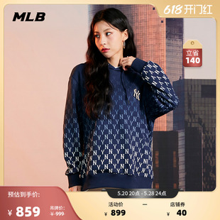 MLB官方 男女情侣连帽卫衣渐变复古老花时尚休闲22秋季HDM06