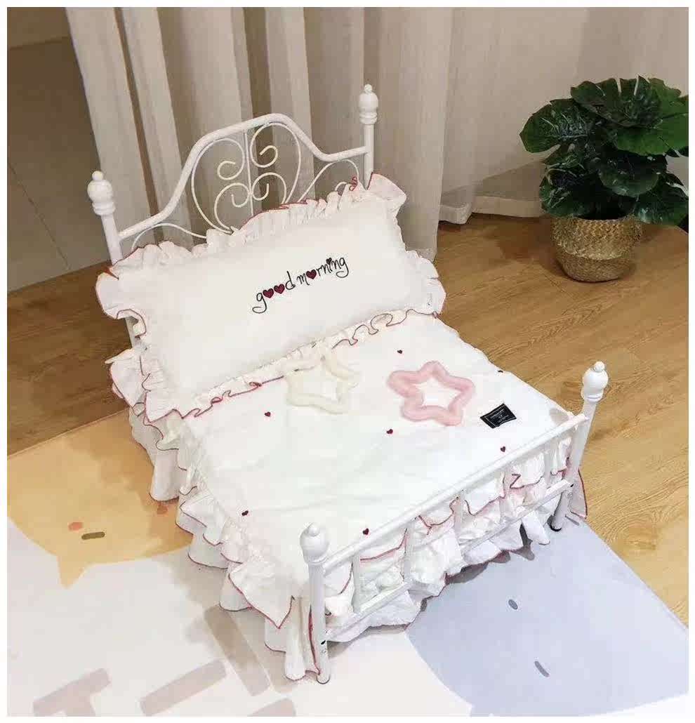 特价宠物狗泰迪 可爱小床_狗床泰迪公主欧式铁床猫咪小床宠物床猫窝四