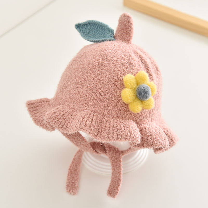 女宝宝毛线帽子冬天三个月婴儿可爱护耳公主帽秋冬季婴幼儿针织帽