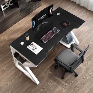电脑台式桌子家用置物架卧室房宿高学生学习书桌 白架子黑桌面 长