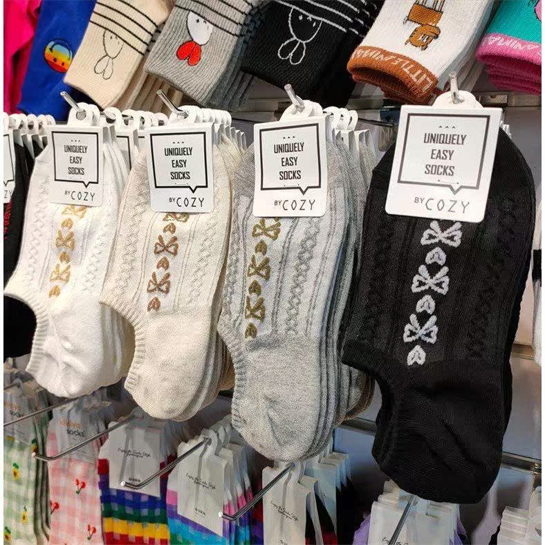 德鲁纳酒店女船袜韩国东大门春夏新款浅口袜蝴蝶结薄款防滑袜子