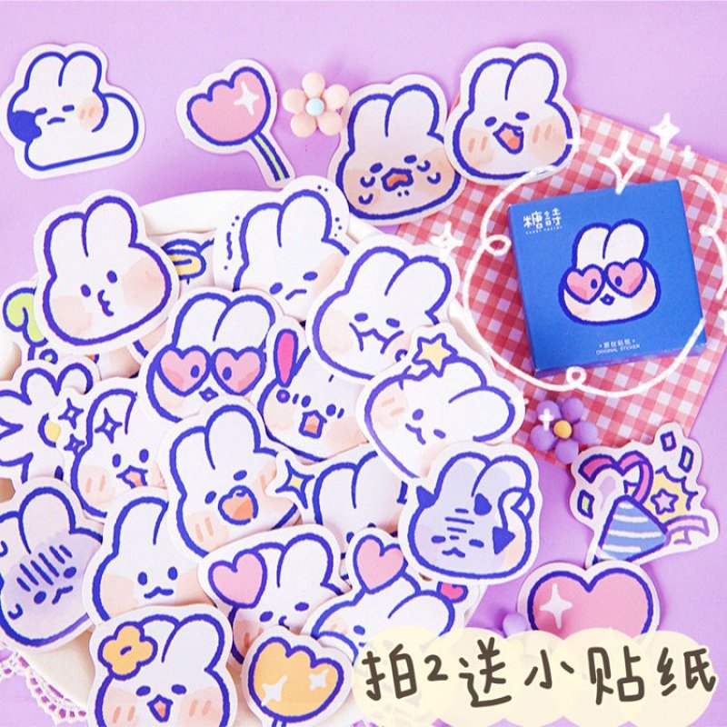 韩国mongmong兔表情贴日韩少女学生日记手账贴画素材卡通盒装贴纸