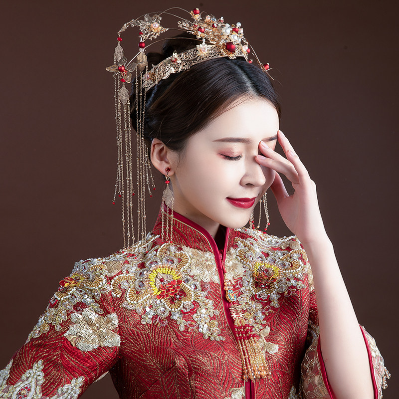 卓宇饰品旗舰店的优惠券大全—秀禾服头饰2021新款新娘简约中式凤冠