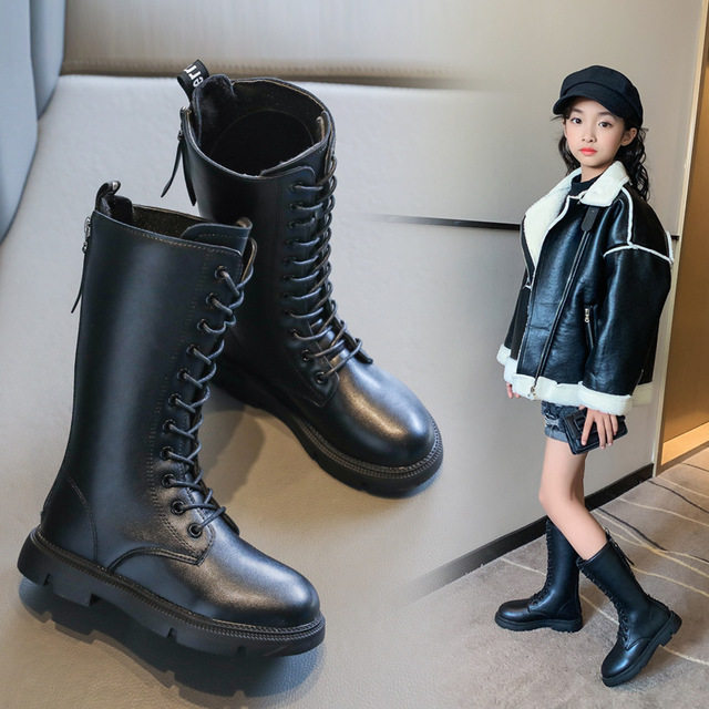 2到12岁11女孩10秋冬9新款8时尚长筒靴7女童6皮鞋5高筒马靴4儿童3