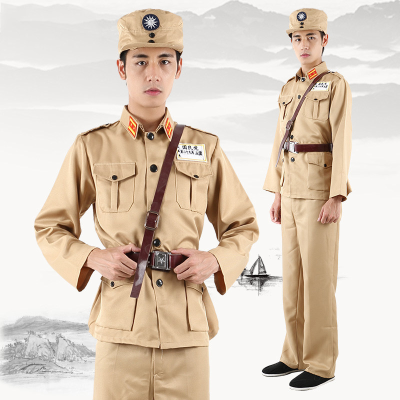 男款美式国民党军装民国军装特务军官合唱演出服国民士兵服装表演