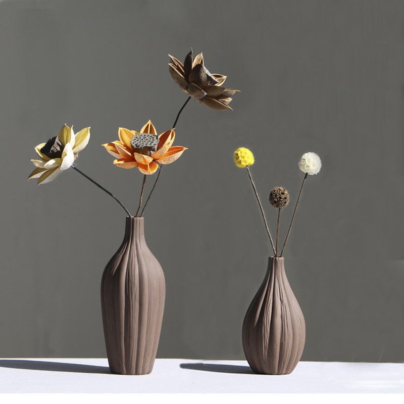 北欧复古干花陶瓷小花瓶玄关装饰摆件客厅电视柜摆件插花花器