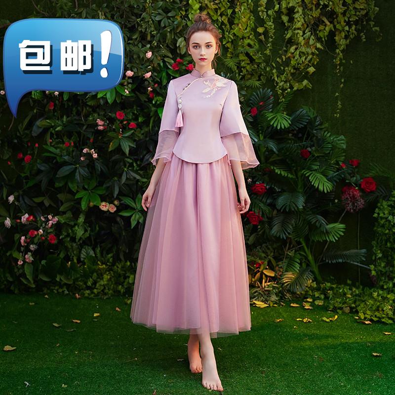 伴娘服女2019春季c新款修身中式姐妹团伴娘裙粉色长款中国风礼服在类目 女装/女士精品, 婚纱/旗袍/礼服, 礼服/晚装中 - 来自Buy2taobao.com提供专业的淘宝代购服务