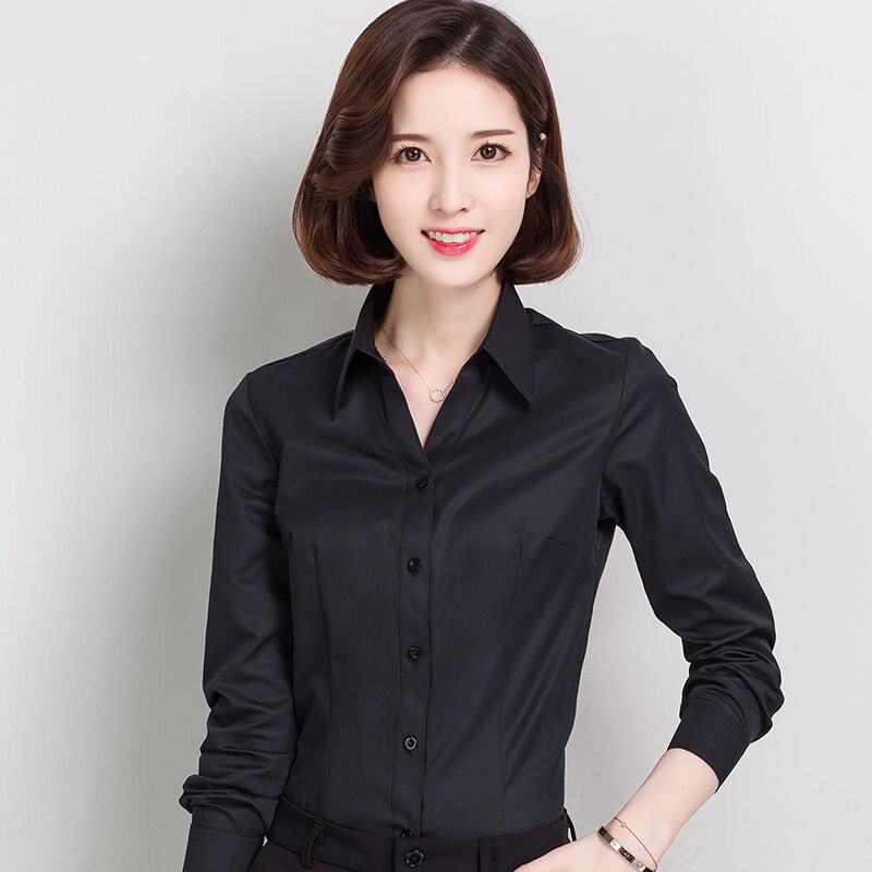 一折职业装女装套装夏_韩棉春秋白衬衫女长袖职业夏季v领宽松工作服