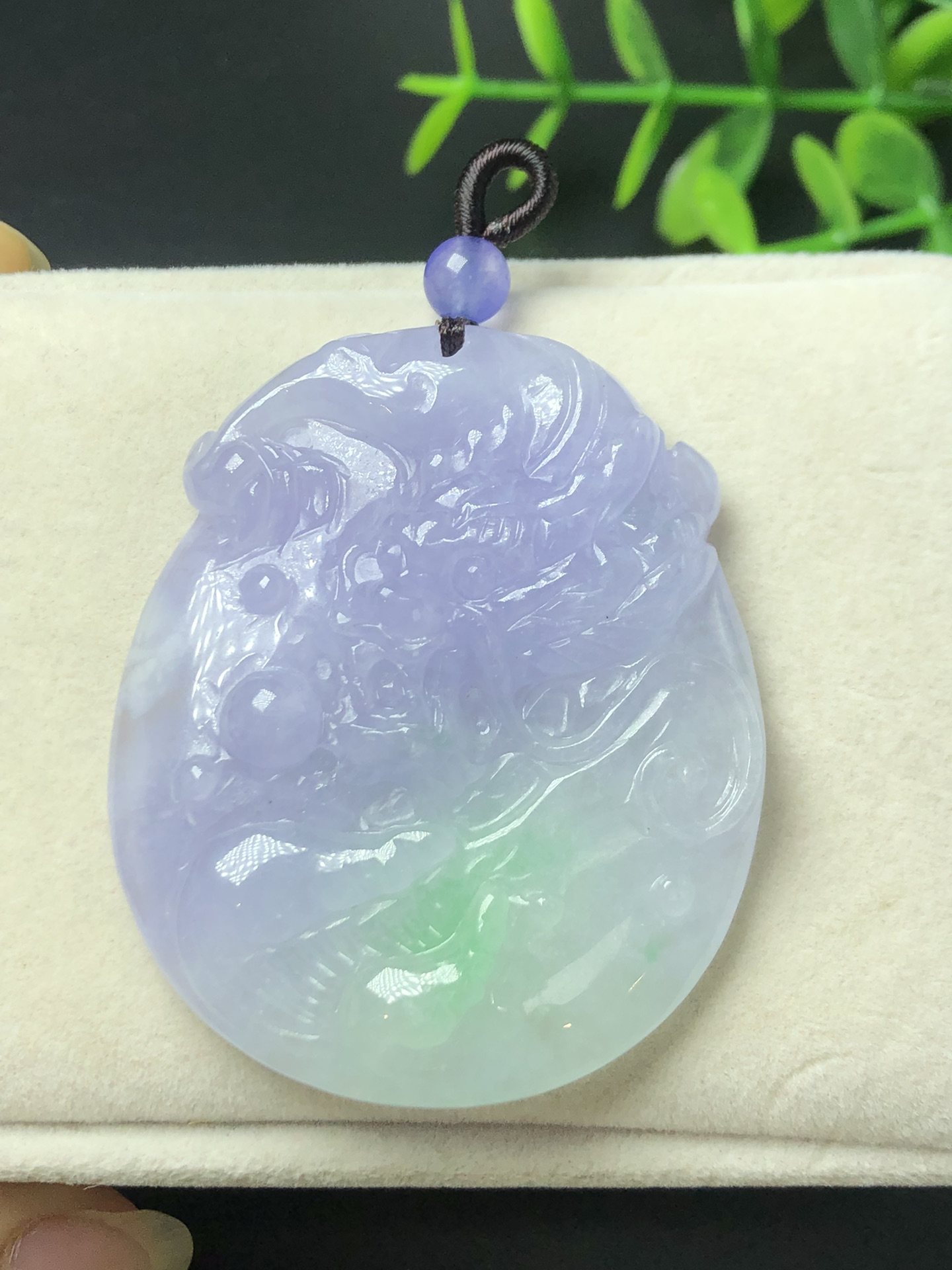 阿里拍卖捡漏天然翡翠紫罗兰龙牌龙行天下吊坠玉坠男女款挂件项链