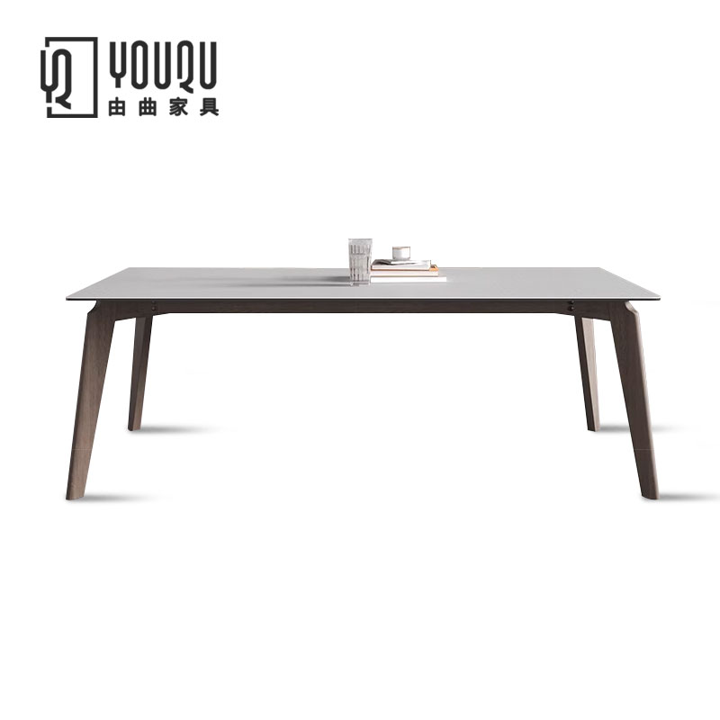 拉米娜太空系Filo岩板餐桌 进口白蜡木实木桌 北欧现代长方形饭桌