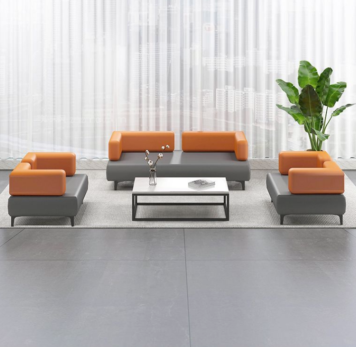 前台大厅等候区办公室休闲休息区茶几组合办公沙发商务会客接待区