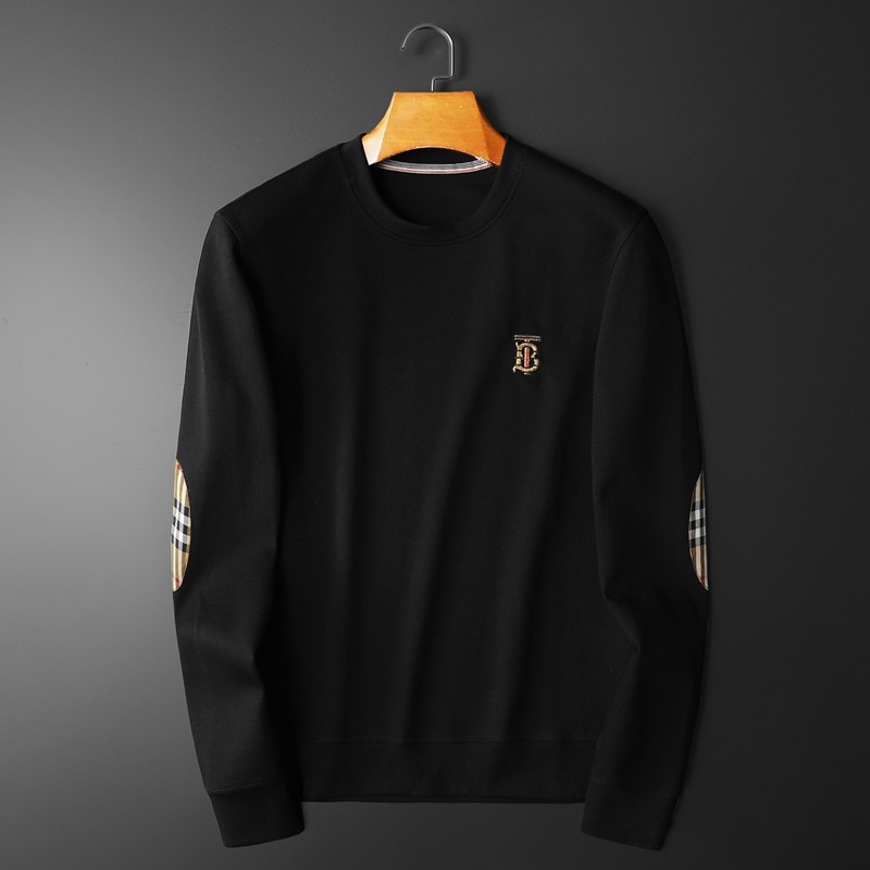 巴宝莉时尚卫衣男士tb刺绣长袖体恤衫欧洲站男装纯色商务打底衫潮