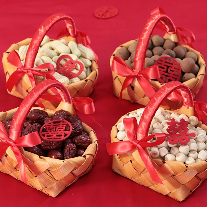 早生贵子篮子摆件新婚新人订婚婚礼结婚床上用品铺床婚房装饰布置