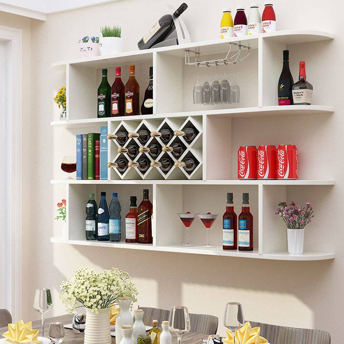 饭店墙上酒柜北欧置物架挂壁式创意酒插格菱形酒格红酒架壁挂轻奢