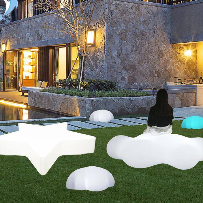 户外广场景观美陈五角星星椅子现代休闲椅网红发光云朵凳子商场