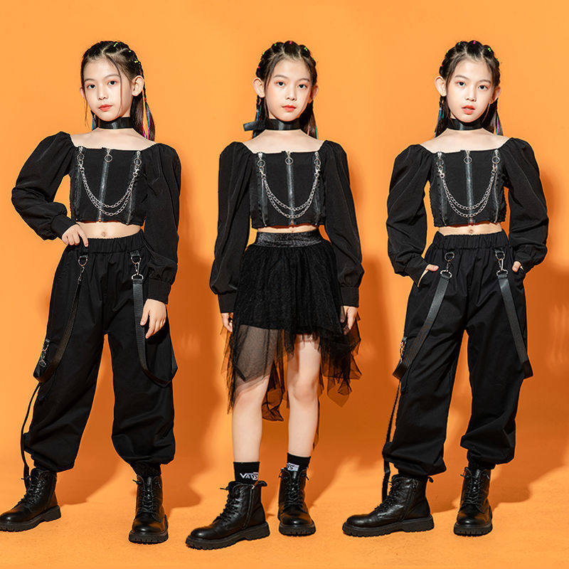 女童露脐爵士舞服装儿童架子鼓演出服女孩街舞套装模特走秀潮服夏