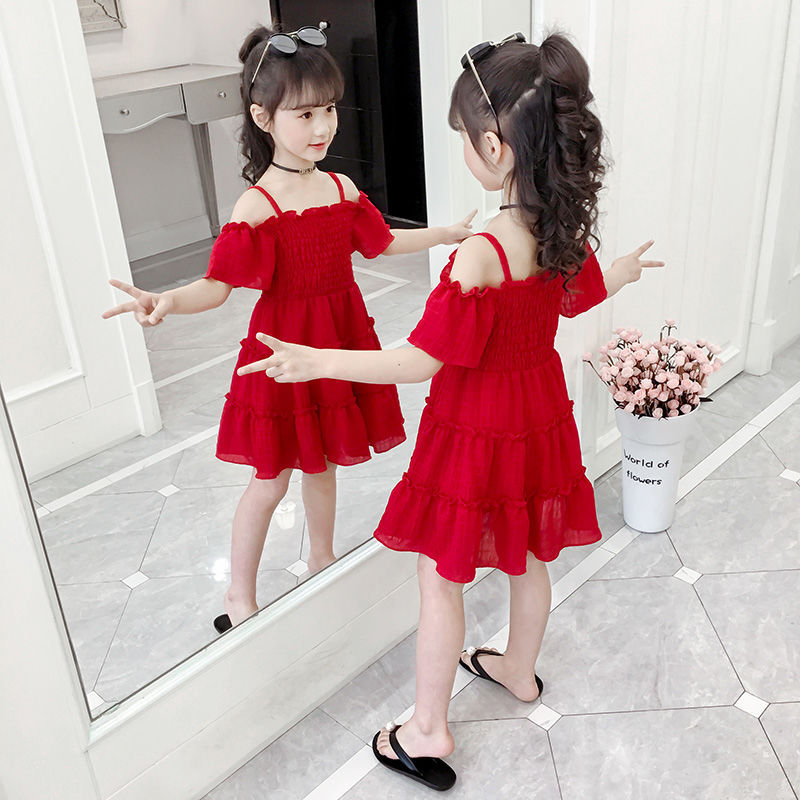 女童夏装中小童新款韩版甜美公主裙儿童女洋气纯色童装连衣裙