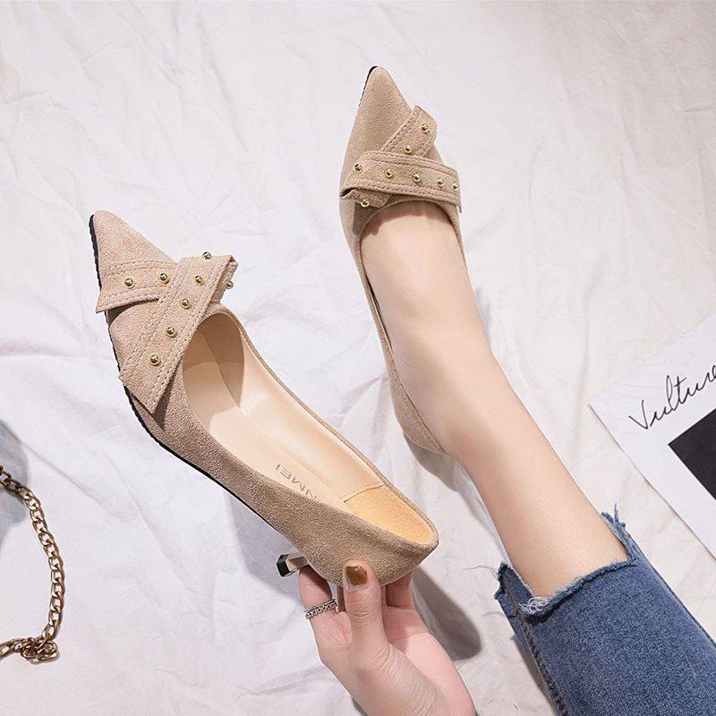 4cm高跟鞋少女士春秋季2018新款韩版百搭细跟中跟尖头性感单鞋子