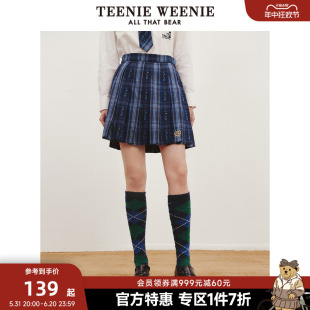 TeenieWeenie小熊奥莱春季格纹半身裙JK短裙学院风小个子A字裙女