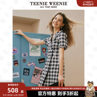 TeenieWeenie小熊奥莱夏季学院风格纹西装简约裙连衣裙裙子女