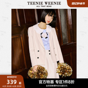 TeenieWeenie小熊奥莱复古双排扣西装外套小个子短款学院风女春