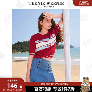 TeenieWeenie小熊奥莱圆领套头针织衫时尚短袖外穿上衣女夏