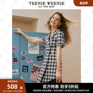 TeenieWeenie小熊奥莱夏季学院风格纹西装简约裙连衣裙裙子女