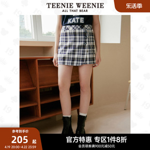 【奥莱专享】TeenieWeenie小熊奥莱学院风格纹复古A字裙短裤女夏