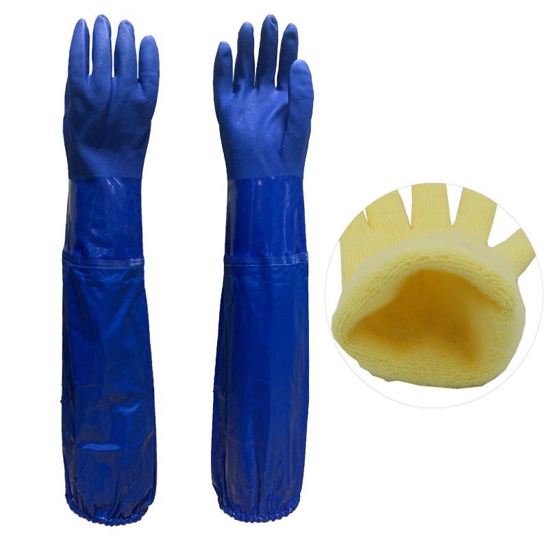 防油手套耐油防滑劳保手套冬季加绒满挂全胶手套劳保耐磨带胶防水