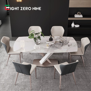 Rectangular revolving dining table home small apartment six-person high-end slate dining table and chair combination 2021 popular dining table