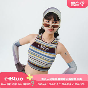 NothommeBLUE蓝岐2024新款修身短款背心女夏季款彩色条纹针织吊带