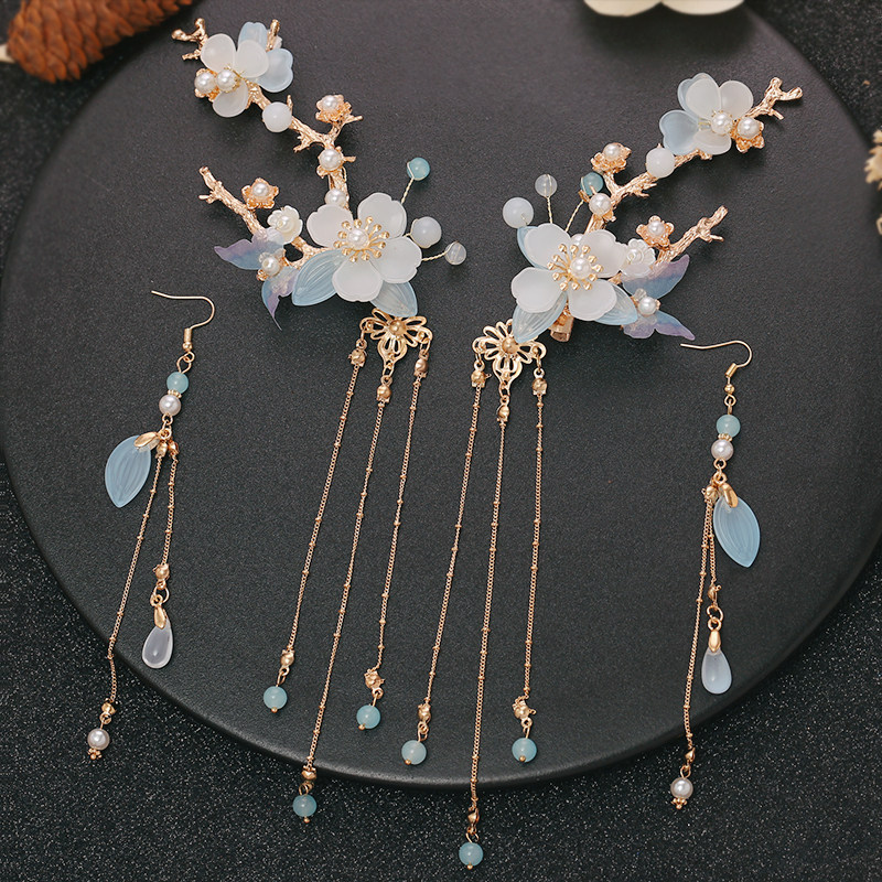 汉服古风头饰边夹儿童发饰步摇古代公主女童流苏小女孩发夹配饰品