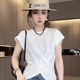 T恤女2025夏季新款设计感纯色不规则下摆圆领打底衫百搭减龄上衣
