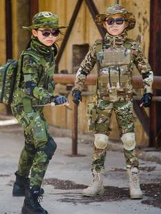 儿童迷彩服套装夏季长袖学生军训服长袖男童特种兵套装夜视仪模型