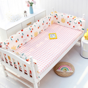 婴儿床围栏软包一片式儿童拼接床护边围挡纯棉宝宝床防撞档布三面