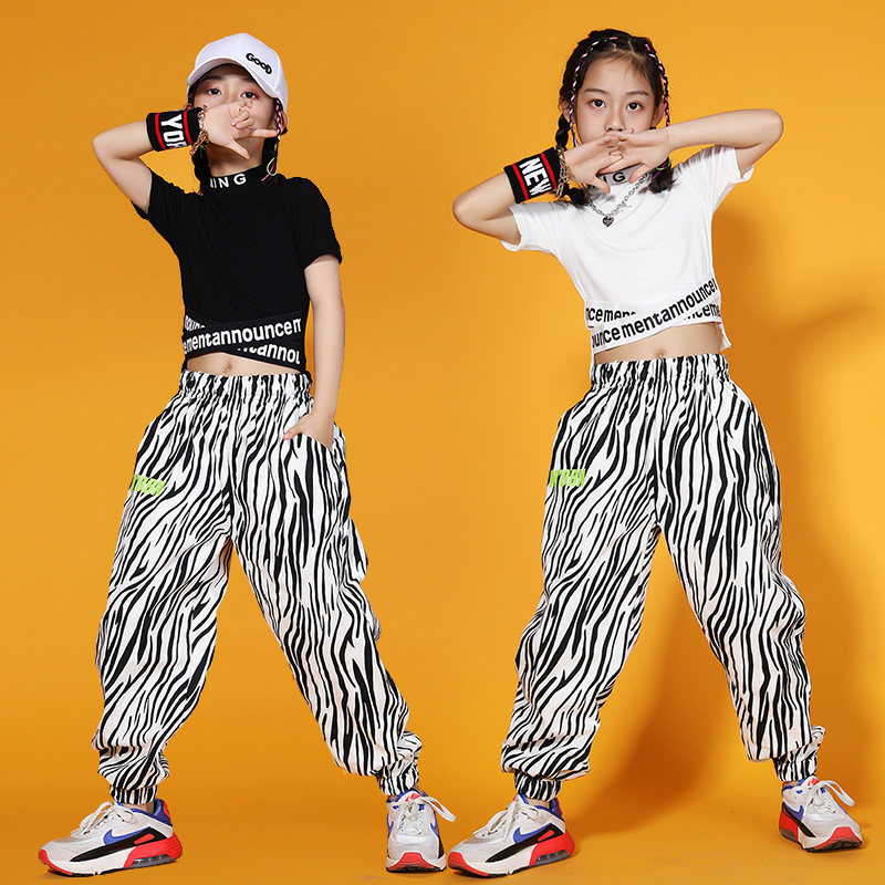 爵士舞儿童潮服洋气女孩嘻哈街舞练功套装女童露脐舞蹈走秀演出服