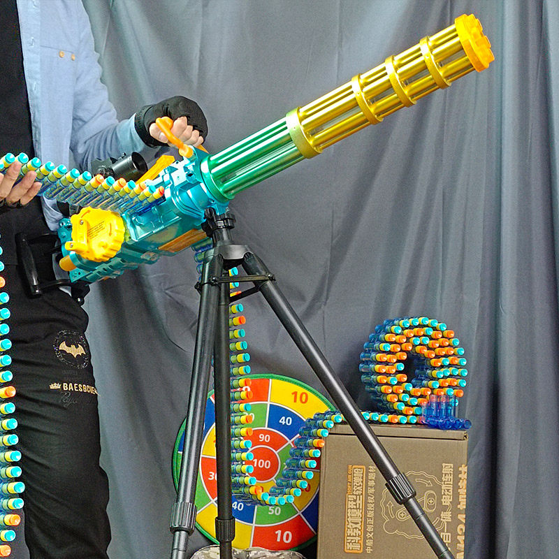 黄金加特林软弹玩具枪电动连发射儿童仿真机关枪吃鸡男孩重机枪