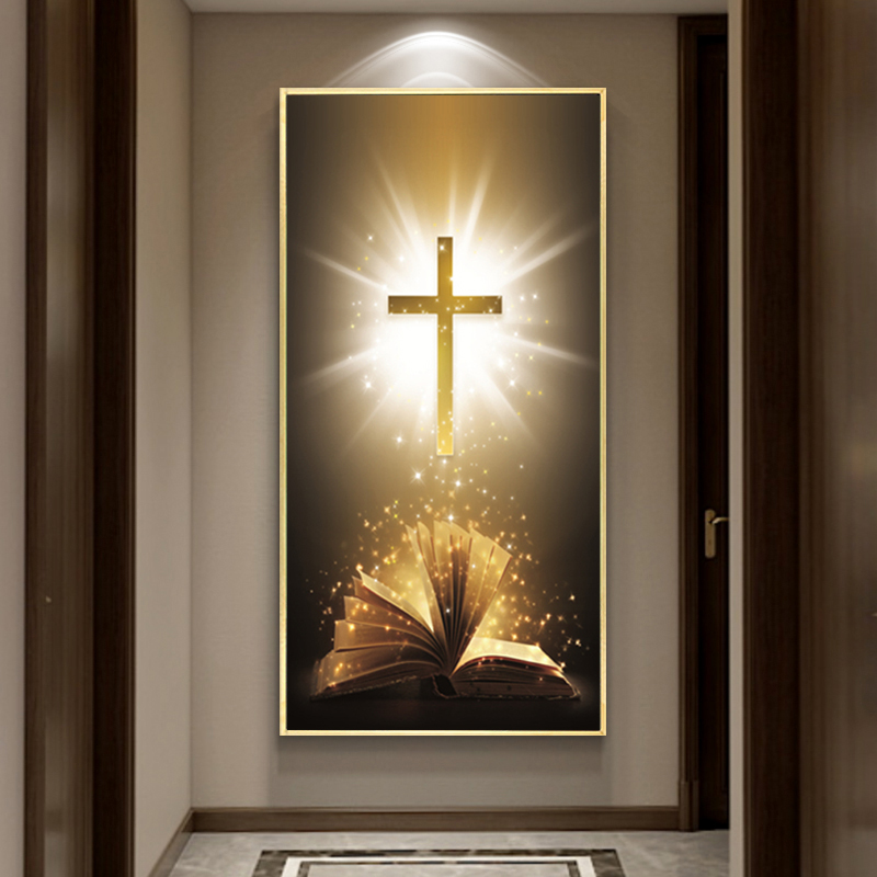 十字绣2021新款线绣耶稣圣经书玄关竖版满绣十字架客厅自己绣手工