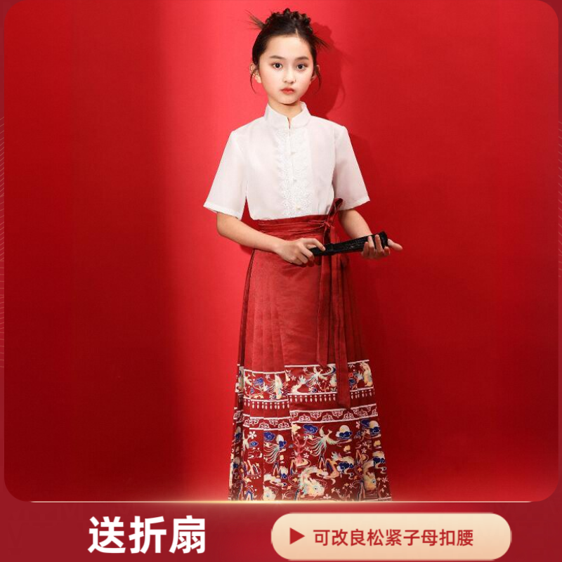 女童中国风古装改良马面裙套装 20
