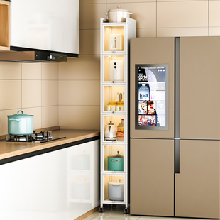 夹缝收纳柜多层落地厨房冰箱缝隙20/30公分极窄储物柜金属小尺寸