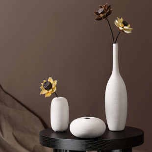 简约白色素胚陶瓷花瓶摆件客厅餐桌家居装饰迷你干花软装