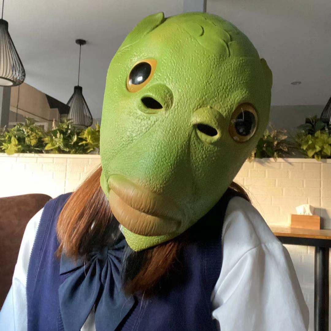 动物面具cos马猩猩头套神烦狗驴二哈士奇搞笑 怪怪绿鱼人二哈面具